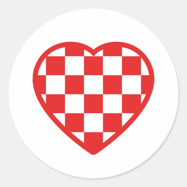 Croatian Heart Classic Round Sticker (Front)