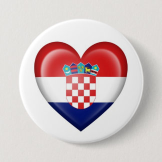 Croatian Heart Flag on White 7.5 Cm Round Badge