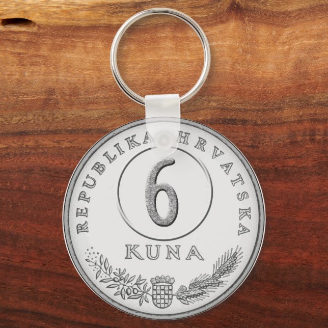 Croatian Kuna Coin Keychain–Customizable Backside Key Ring (Front)