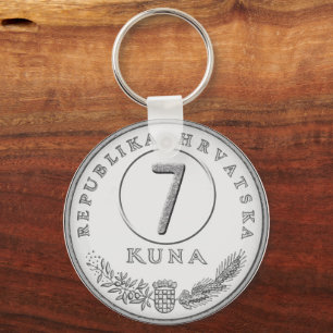 Croatian Kuna Coin Keychain–Customizable Backside Key Ring