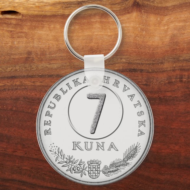 Croatian Kuna Coin Keychain–Customizable Backside Key Ring (Front)
