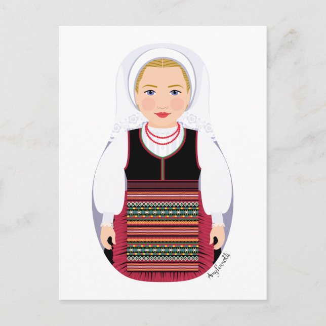 Croatian Lika Blonde matryoshka Postcard (Front)