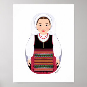 Croatian Lika Brunette Matryoshka Poster