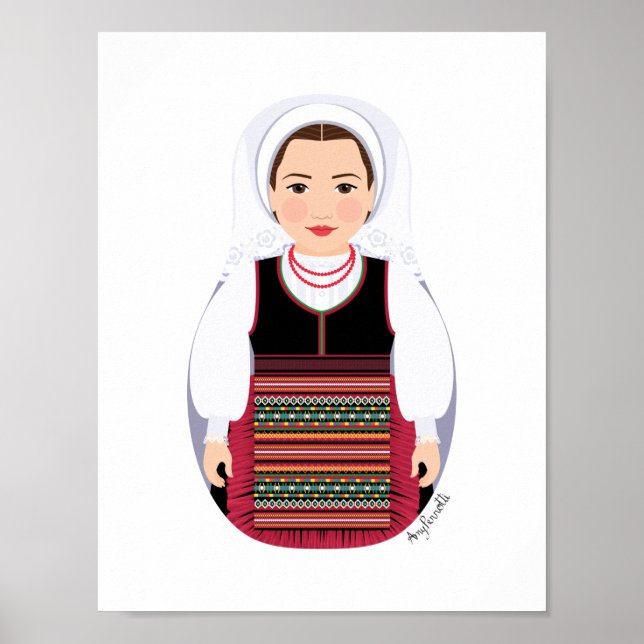 Croatian Lika Brunette Matryoshka Poster (Front)