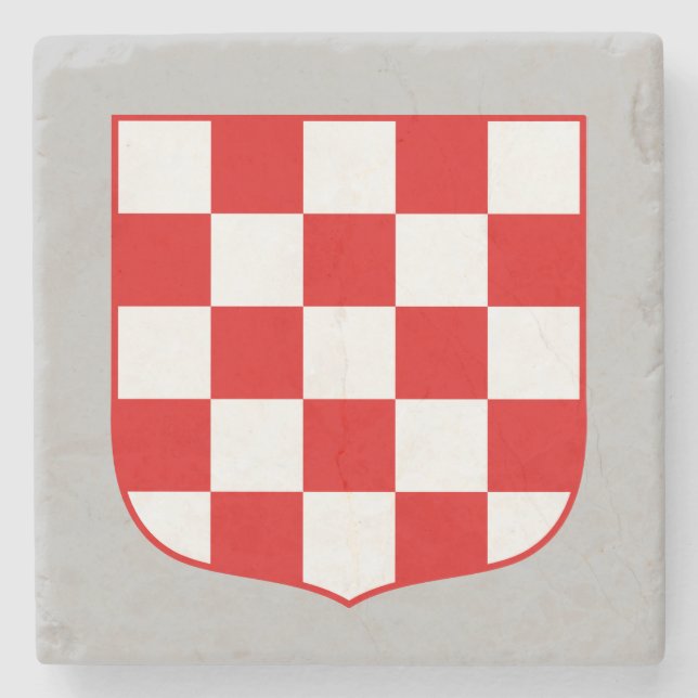 Croatian pattern coa of arms stone coaster (Front)