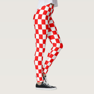 Croatian Red and White Chequered Pattern Leggings