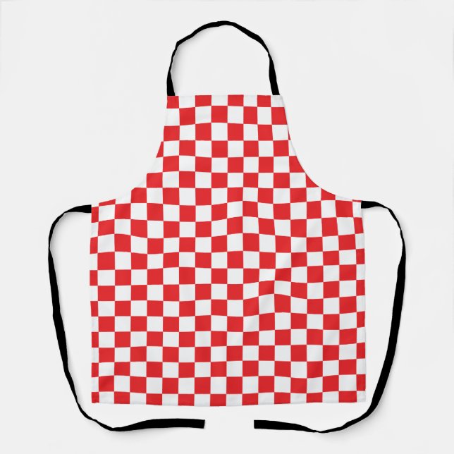 Croatian Red White Chequerboard Pattern  Apron (Front)