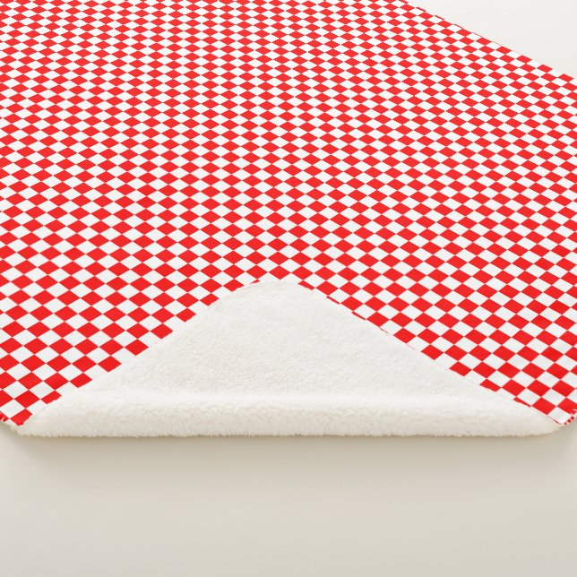 Croatian Red White Chequered Pattern Sherpa Blanket (3/4)