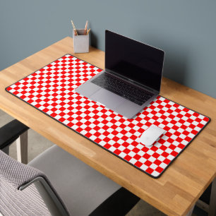 Croatian Red White Geometric Chequered Pattern Desk Mat