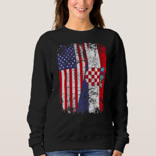 Croatian Roots Half American Flag Croatia Sweatshirt