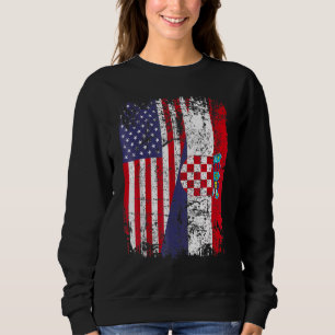 Croatian Roots Half American Flag Croatia Sweatshirt