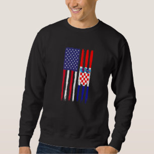 Croatian Roots Half American Flag Patriotic Croati Sweatshirt