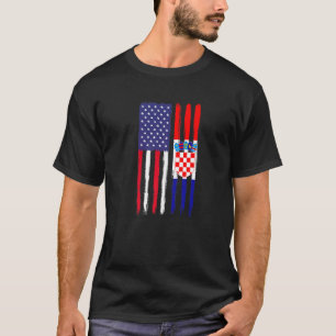 Croatian Roots Half American Flag Patriotic Croati T-Shirt