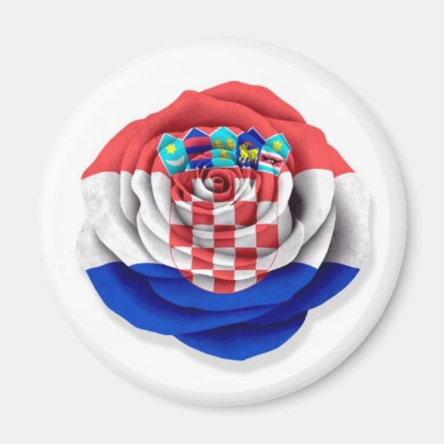 Croatian Rose Flag on White Magnet (Front)