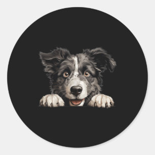 Croatian Sheepdog Dog Mum Dad Peeking Puppy Classic Round Sticker