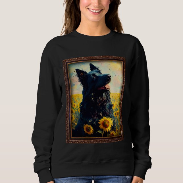 Croatian Sheepdog Painting Sunflower Flower Mom Wo Sweatshirt (Front)