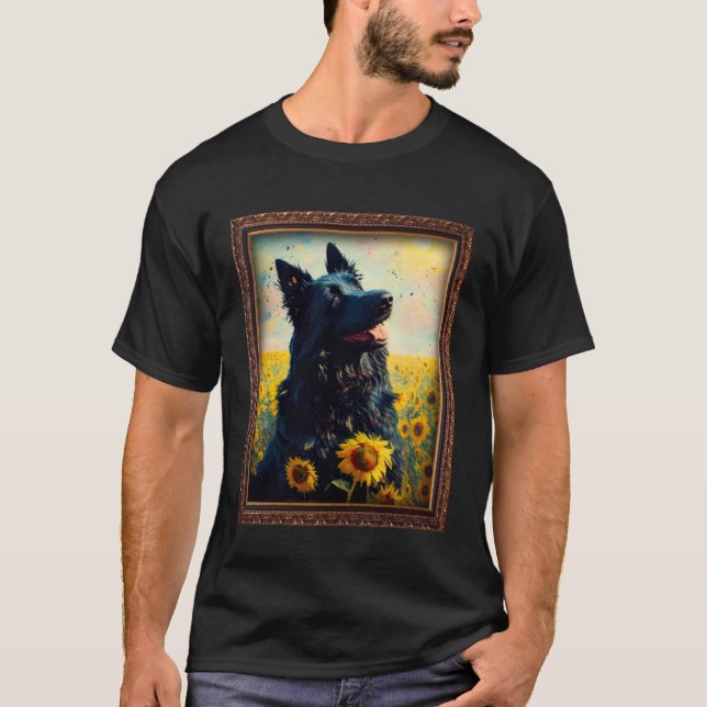 Croatian Sheepdog Painting Sunflower Flower Mom Wo T-Shirt (Front)