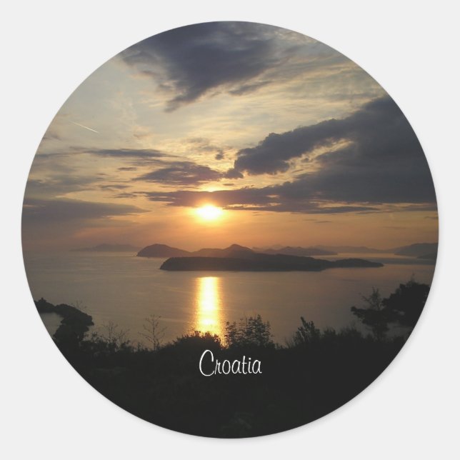 Croatian Sunset Classic Round Sticker (Front)