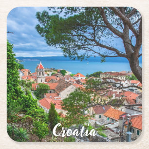 Croatian town Omis Square Paper Coaster