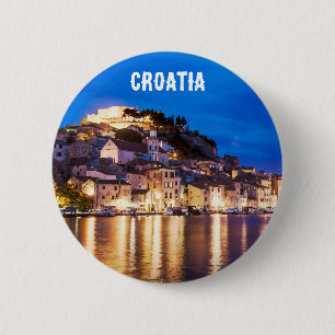 Croatian town Sibenik at night 6 Cm Round Badge