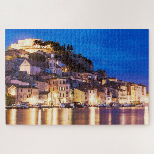 Croatian town Sibenik at night Jigsaw Puzzle