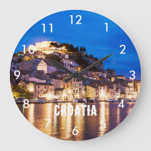 Croatian town Sibenik at night Notebook Large Clock