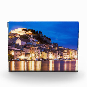 Croatian town Sibenik at night Photo Block