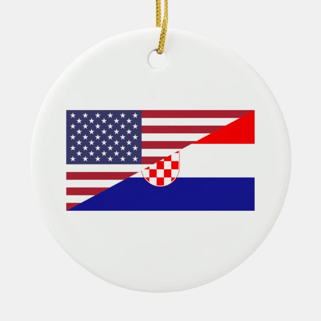 Croation American Pride US Croation Flag Ceramic Ornament (Front)