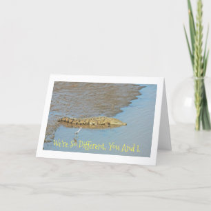 CROC AND SMALL BIRD /WE'RE SO DIFFERENT/HAPPY ANNI CARD