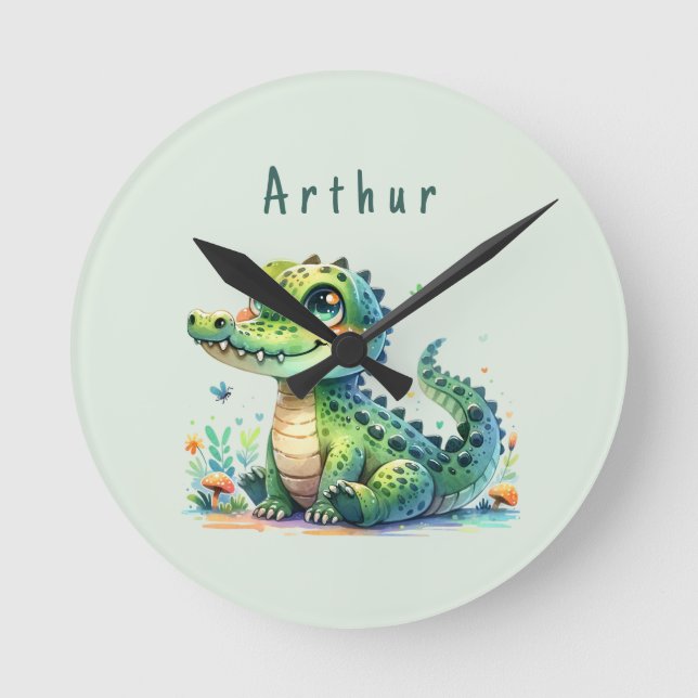 Croc O'Clock: Personalized Jungle Time Round Clock (Front)