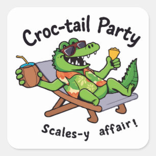 Croccy! - Cool Croc-tail Party Square Sticker