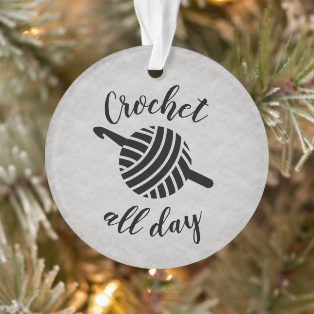 Crochet All Day • Yarn Ball & Hook Crafts Maker Ornament (Tree)