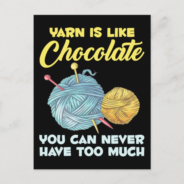 Crochet and Chocolate Knitter Crafting Yarn Lover Postcard (Front)