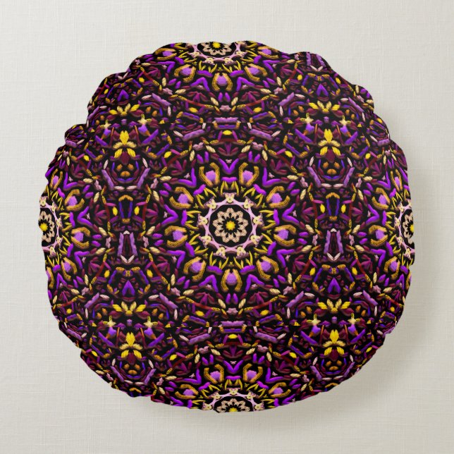 Crochet and Macrame Pattern Round Cushion (Front)
