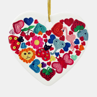 Crochet Appliques Heart Ornament