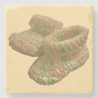 Crochet Baby Shoes Design Stone Coaster