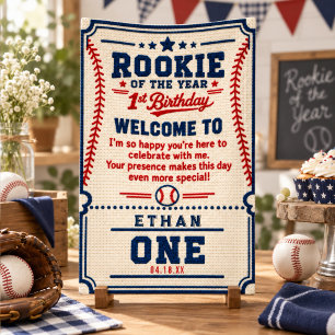 Crochet Baseball Ticket 1st Birthday baby boy Banner
