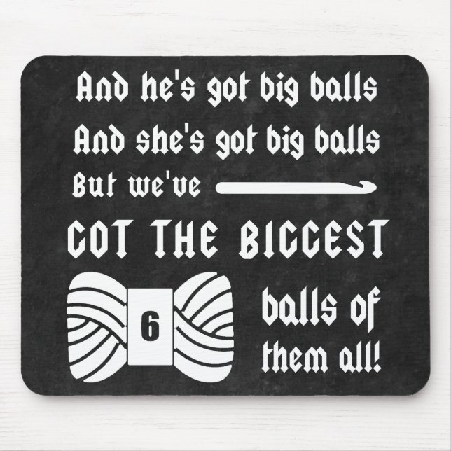 Crochet • Big Balls of Yarn Crafts Dark Mouse Pad (Front)