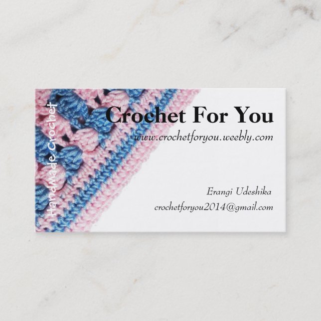 Crochet business card with Real crochet texture (Front)