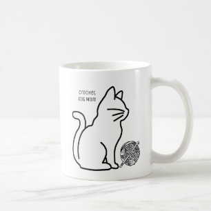 Crochet Cat Mum Line Art Coffee Mug