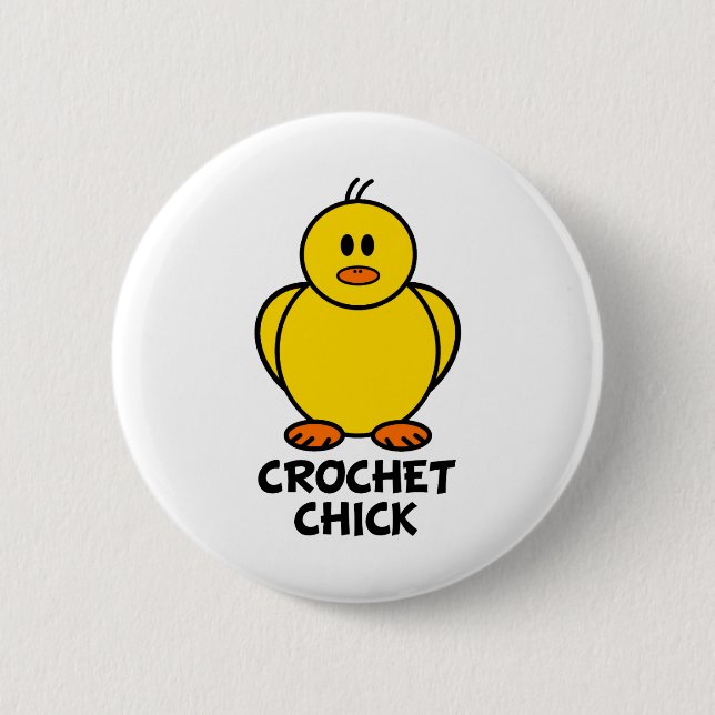 Crochet Chick 6 Cm Round Badge (Front)