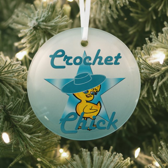 Crochet Chick #7 Glass Tree Decoration (Insitu)