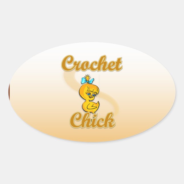 Crochet Chick Oval Sticker (Front)