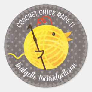 Crochet chick yarn ball handmade with love sticker