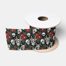 Crochet Christmas Skulls With Poinsettias