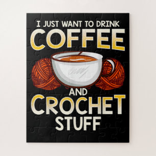 Crochet Coffee And Crocheting Lovers Knitters Jigsaw Puzzle