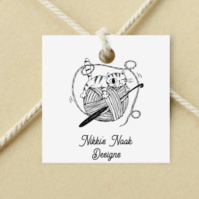 Crochet Crafter Cute Cat Logo Customised Rubber Stamp (Creator Uploaded)