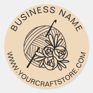Crochet Crocheting Website Custom Business Name Classic Round Sticker