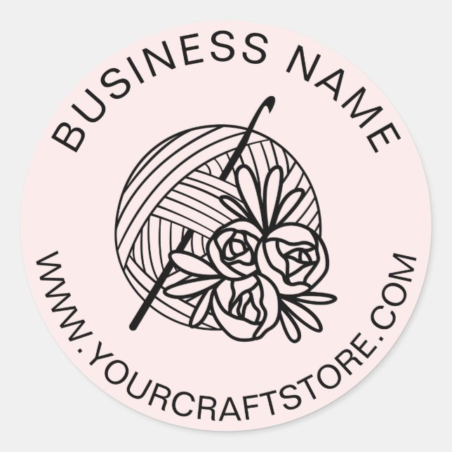 Crochet Crocheting Website Custom Business Name Classic Round Sticker (Front)