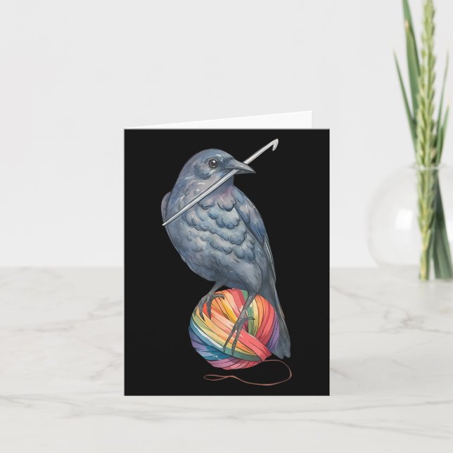 Crochet Crow Yam Crocheter Knitting Crocheting Lov Card (Front)